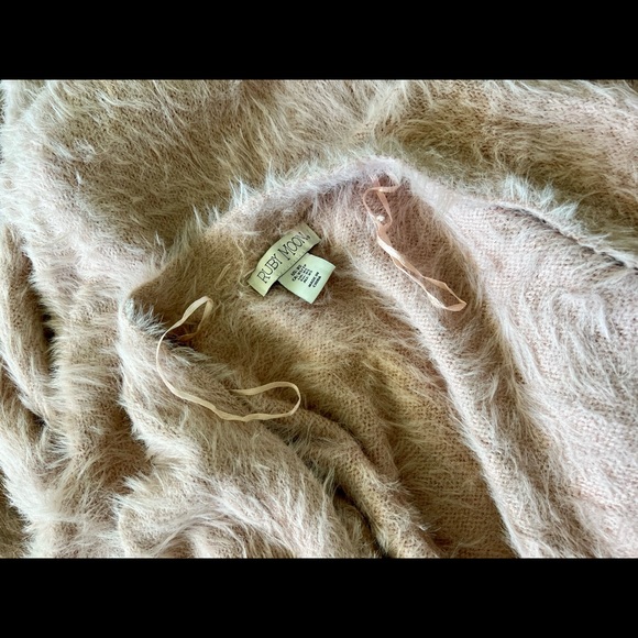 Dusty pink long cardigan fuzzy Sweater shaggy - Picture 4 of 4
